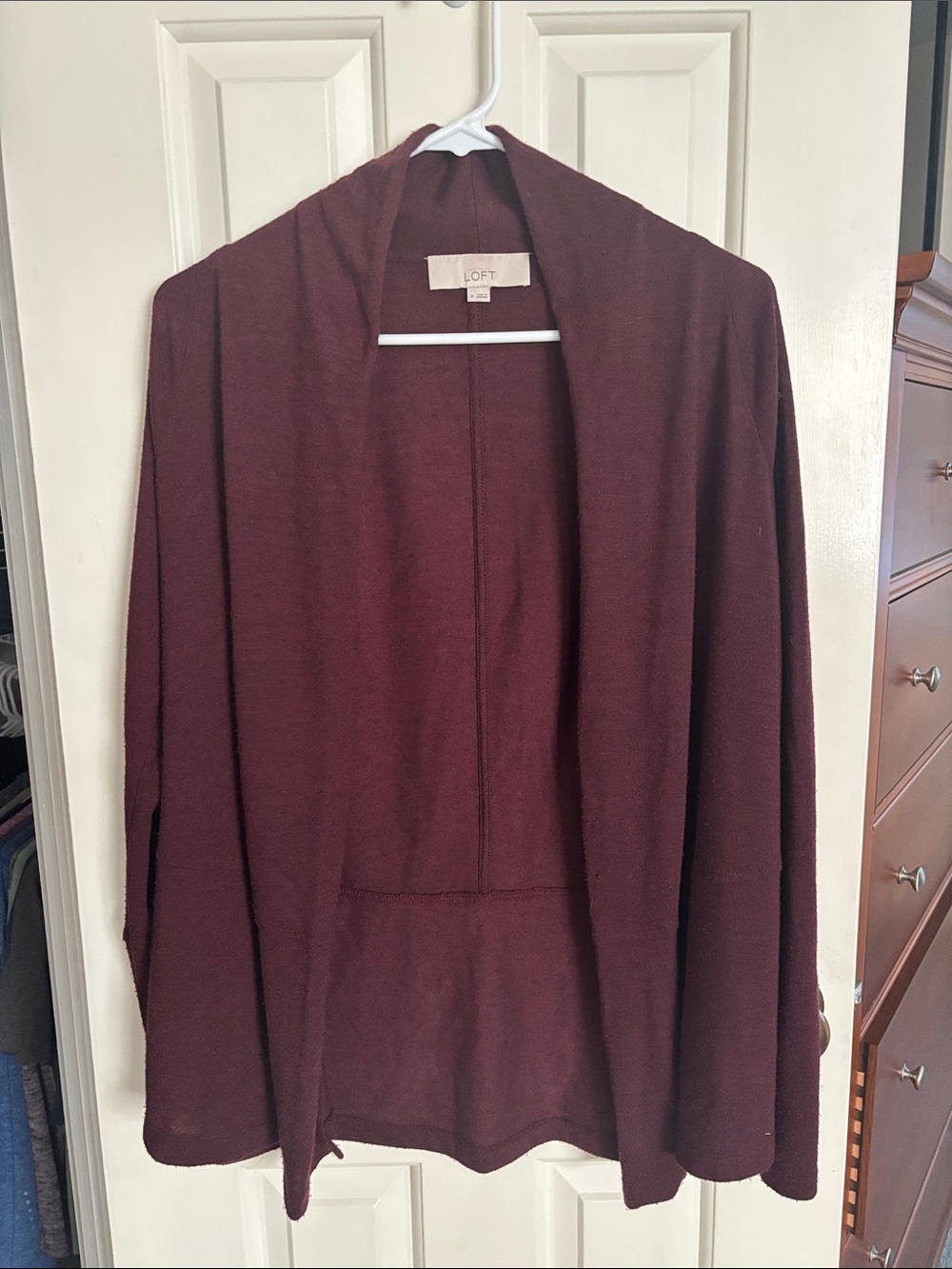 LOFT Open Front Cardigan Sweater - Deep Wine